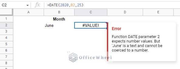 the #VALUE error from the date function